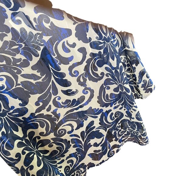 Catherines Lightweight Sheer Wrap Blue Floral Kimono Cardigan Plus Size 3X u - Picture 7 of 11